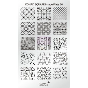 Placa de diseños rectangular Konad. c20