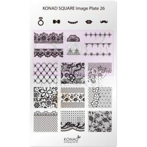 Placa de diseños rectangular Konad. c26