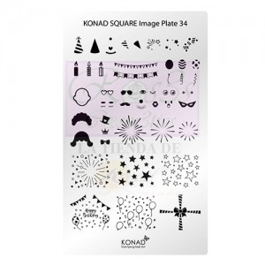 Placa de diseños rectangular Konad. c34